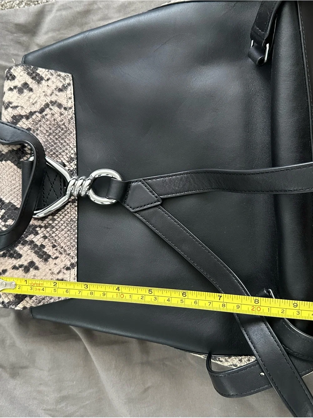 AllSaints Snake-Print Backpack in Cream and Black